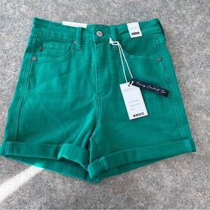 Judy Blue Green High Waist Tummy Control Shorts Comfort Stretch Small